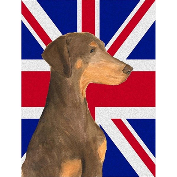 Patioplus Doberman Natural Ears With English Union Jack British Flag Flag Garden Size PA631701